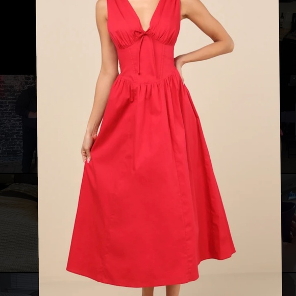 Lulus Red corset midi dress - Picture 1 of 1